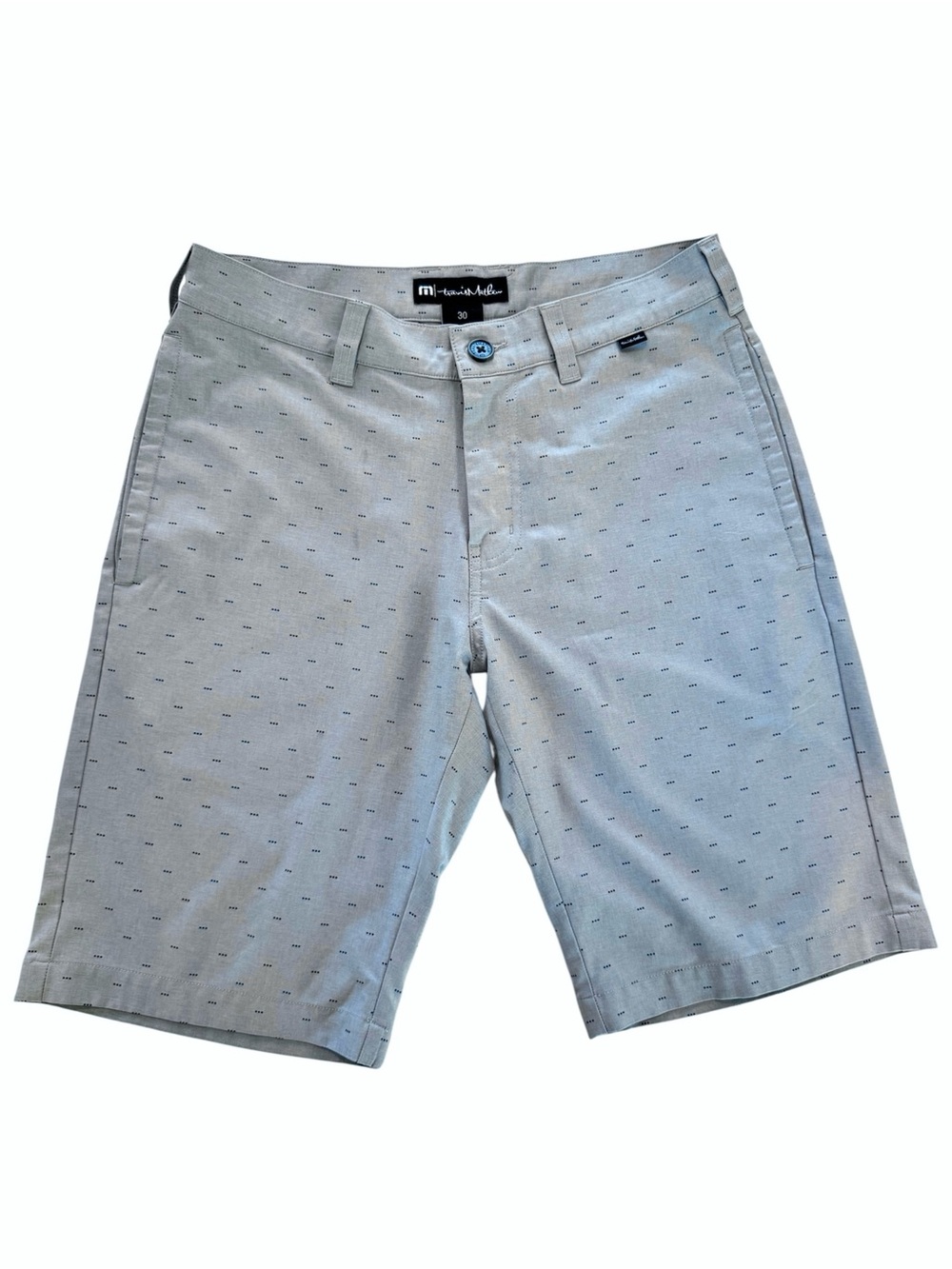 Travis Mathew Light Gray Performance Golf Shorts Men's 30 Striped 11” Inseam.